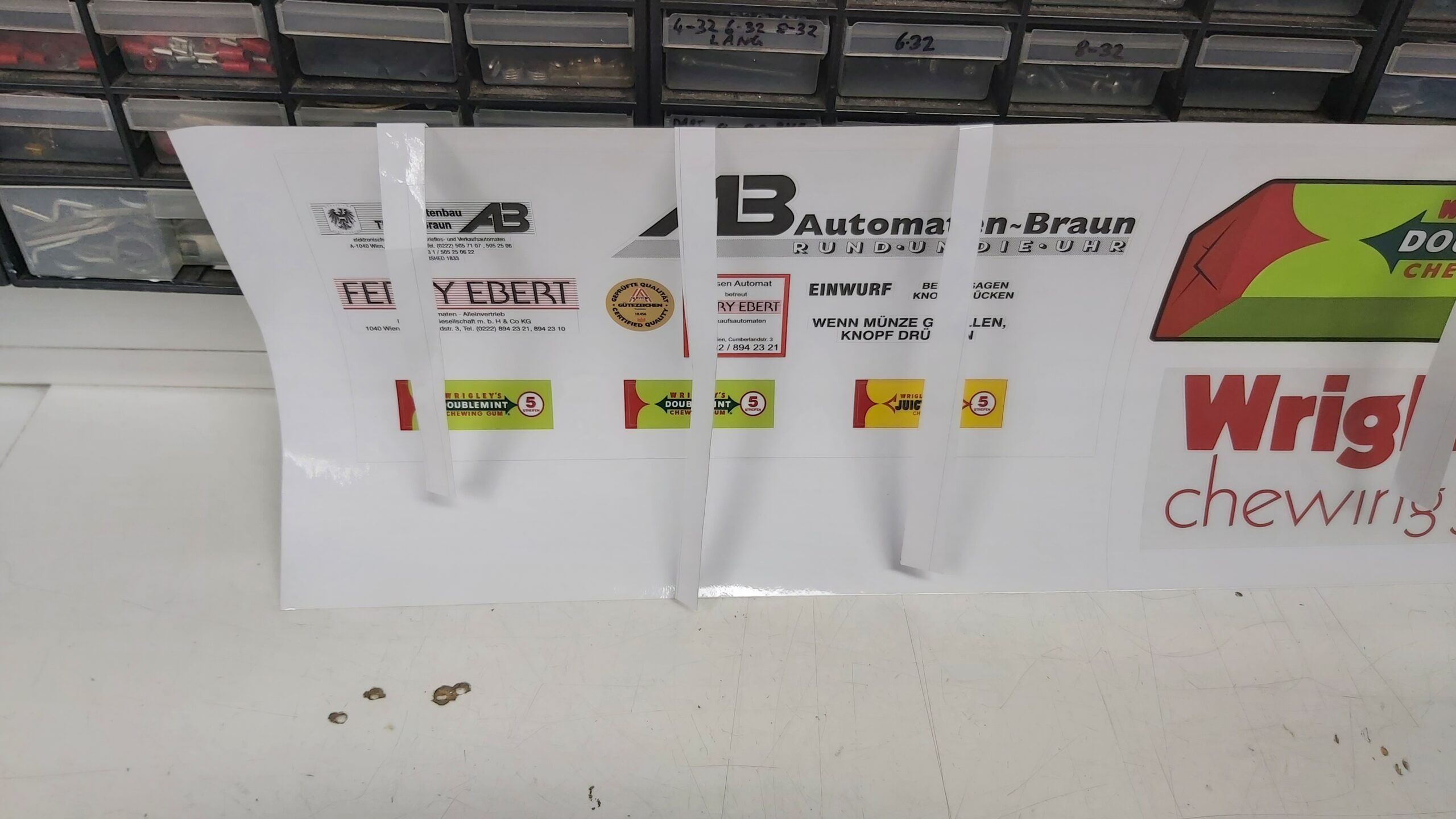 Aufkleber für Wrigley´s Kaugummiautomat